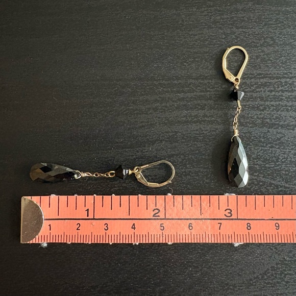 Black Crystal 14k Gold Filled Earrings - Picture 8 of 8